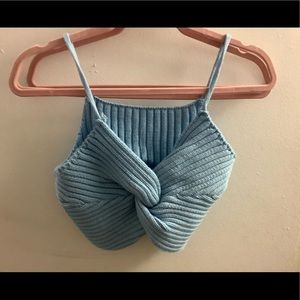 Blue knit bralette
